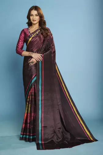 Soft Silk Malai Crepe Saree with Modern Touch Abstract Design – Party/Festive Wear