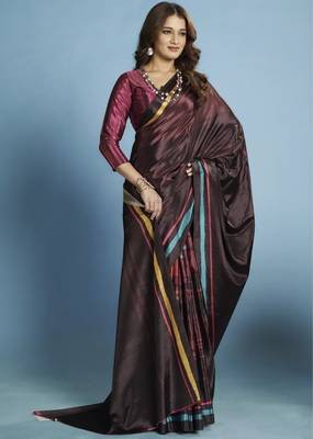 Soft silk blend Malai Crepe Saree with Modern Touch Abstract Design  Party/Festive Wear 2