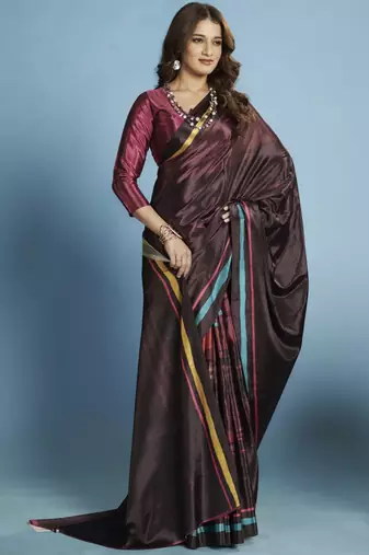 Soft silk blend Malai Crepe Saree with Modern Touch Abstract Design  Party/Festive Wear