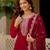 Maroon faux georgette rich sequins embroidery flared gown with heavy dupatta