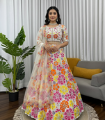 Heavy Boutique White Floral Georgette Lehenga Choli