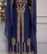Royal Navy Blue Designer Kaftan with Heavy Golden Embroidery     Party & Wedding Wear