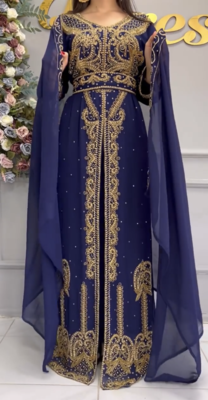 Royal Navy Blue Designer Kaftan with Heavy Golden Embroidery     Party & Wedding Wear 3