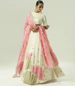 ivory embroidered georgette lehenga set