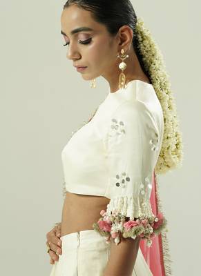 ivory embroidered georgette lehenga set 2