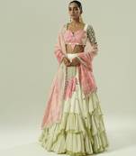 multicolor embroidered georgette lehenga set