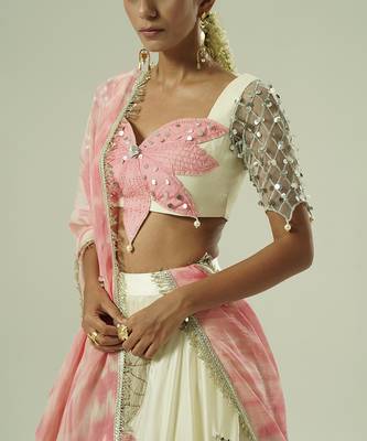 multicolor embroidered georgette lehenga set 2