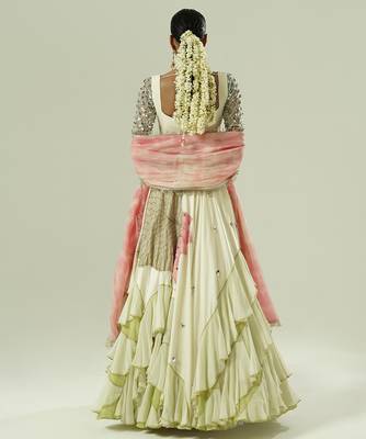 multicolor embroidered georgette lehenga set 3