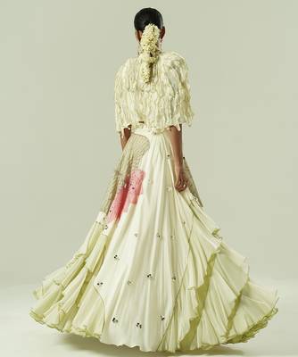 ivory embroidered georgette lehenga set 2