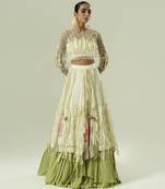 multicolor embroidered georgette lehenga set