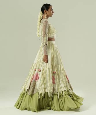multicolor embroidered georgette lehenga set 2