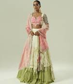multicolor embroidered georgette lehenga set
