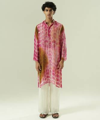 Multicolor printed organza kurta pajama 1