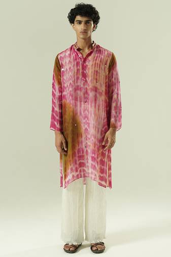 Multicolor printed organza kurta pajama