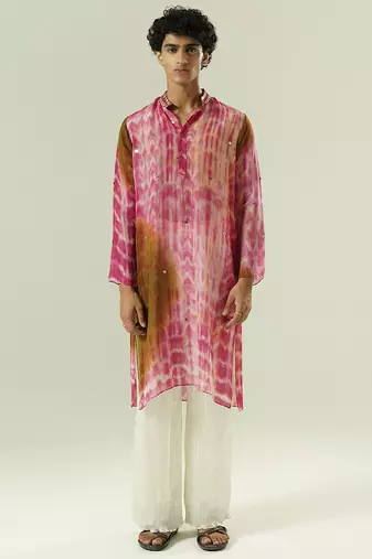 Multicolor printed organza kurta pajama