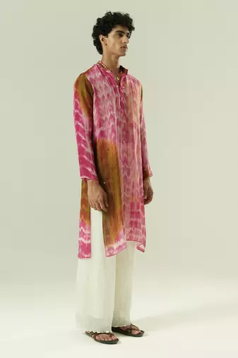 Multicolor printed organza kurta pajama
