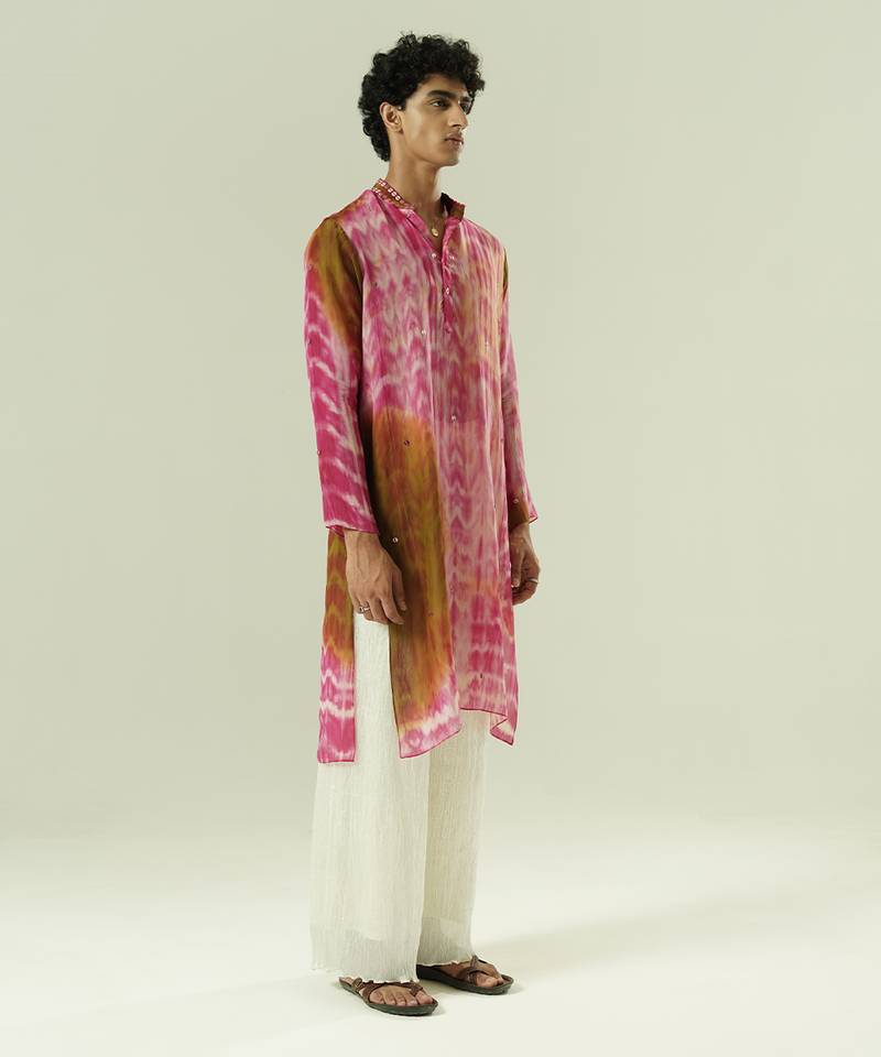 Multicolor printed organza kurta pajama