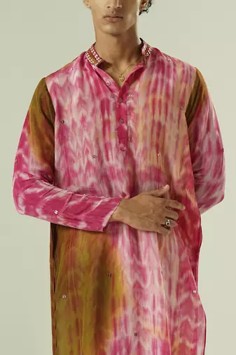 Multicolor printed organza kurta pajama