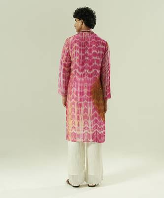 Multicolor printed organza kurta pajama 4
