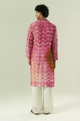 Multicolor printed organza kurta pajama