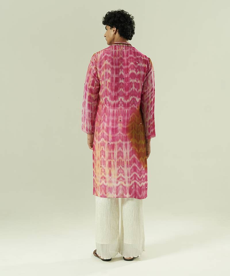 Multicolor printed organza kurta pajama