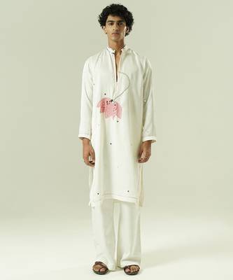 Ivory embroidered silk kurta pajama 1