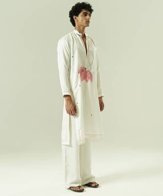 Ivory embroidered silk kurta pajama 2