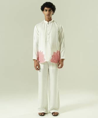 Ivory embroidered silk kurta pajama 1