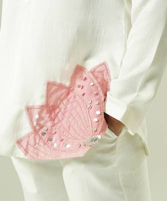 Ivory embroidered silk kurta pajama 2