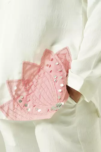 Ivory embroidered silk kurta pajama