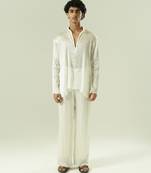 Ivory plain silk kurta pajama