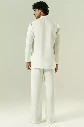 Ivory embroidered silk kurta pajama