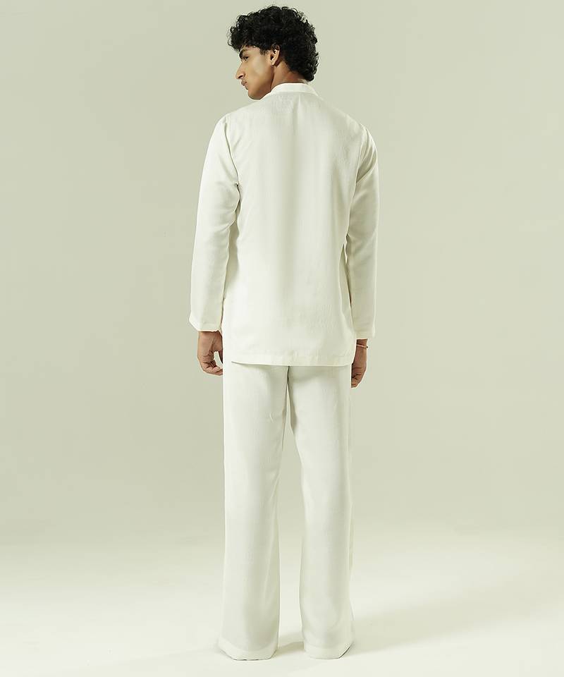 Ivory embroidered silk kurta pajama