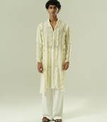 Ivory embroidered silk kurta pajama