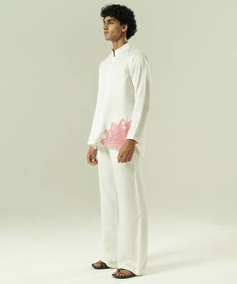 Ivory embroidered silk kurta pajama 4
