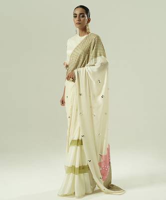 Multicolor embroidered georgette saree 1