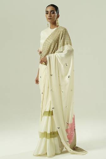 Multicolor embroidered georgette saree