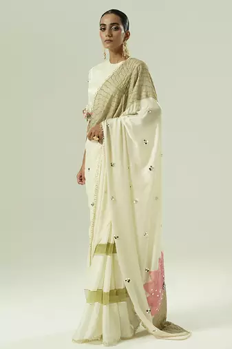 Multicolor embroidered georgette saree