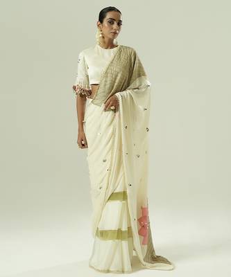 Multicolor embroidered georgette saree 2