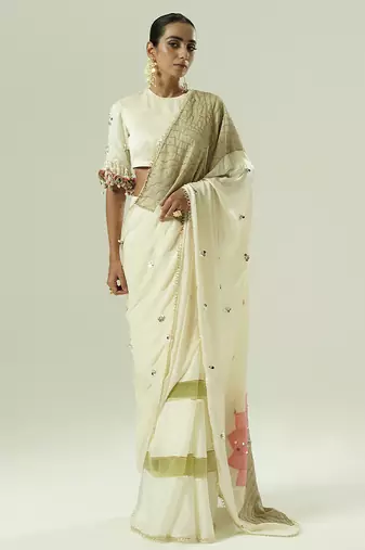 Multicolor embroidered georgette saree