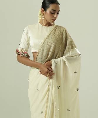 Multicolor embroidered georgette saree 3