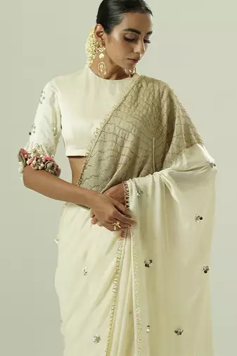 Multicolor embroidered georgette saree