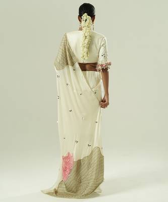 Multicolor embroidered georgette saree 4
