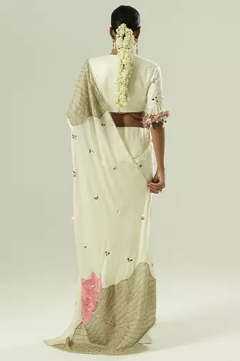 Multicolor embroidered georgette saree