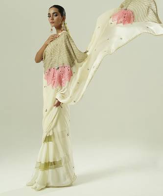 Multicolor embroidered georgette saree 5