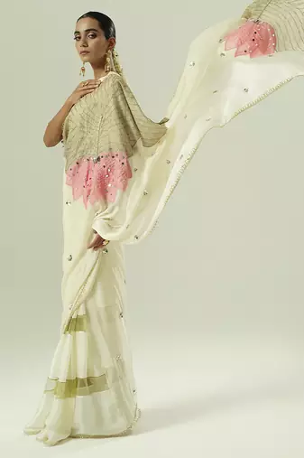 Multicolor embroidered georgette saree