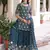 Blue sequins embroidered faux georgette fully stitched sharara set with kurti and dupatta     designer ethnic wear