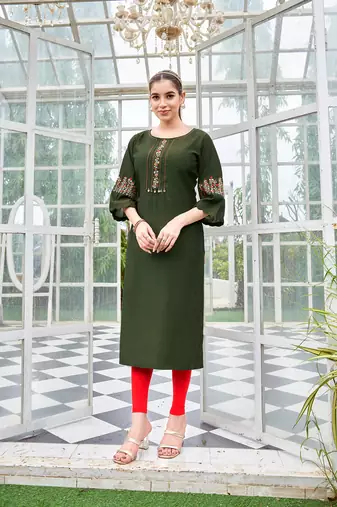 Women Rayon & Thread Work Ethnic Dress