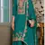 Peacock blue chinon silk Embroidered Salwar suit-Full Stitched Free size