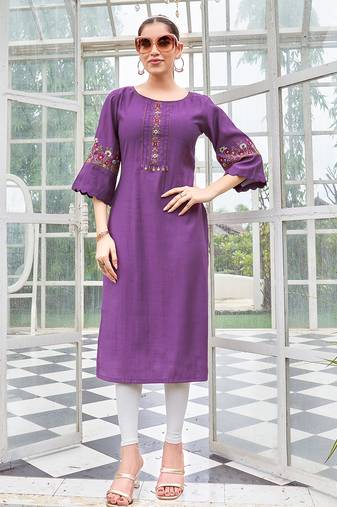Women Rayon & Thread Work Ethnic Dress